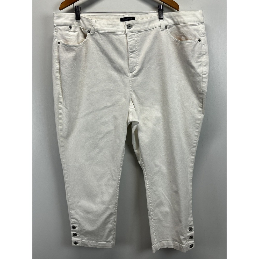 Talbots Simply Flattering 5 Pocket Crop Jeans 24W Plus White Ankle Buttons